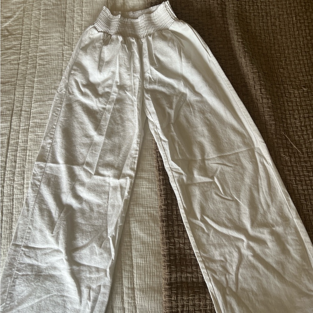Love Tree Textured White Pants